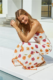 Garden Girl Strapless Maxi Dress Orange
