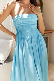 On the Shores Strapless Maxi Dress Blue