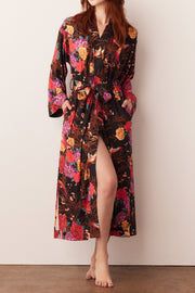Kaia Cloud Jersey Kimono Robe in Twilight Garden