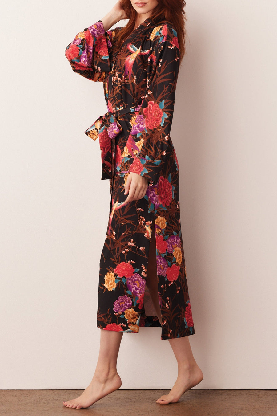Kaia Cloud Jersey Kimono Robe in Twilight Garden
