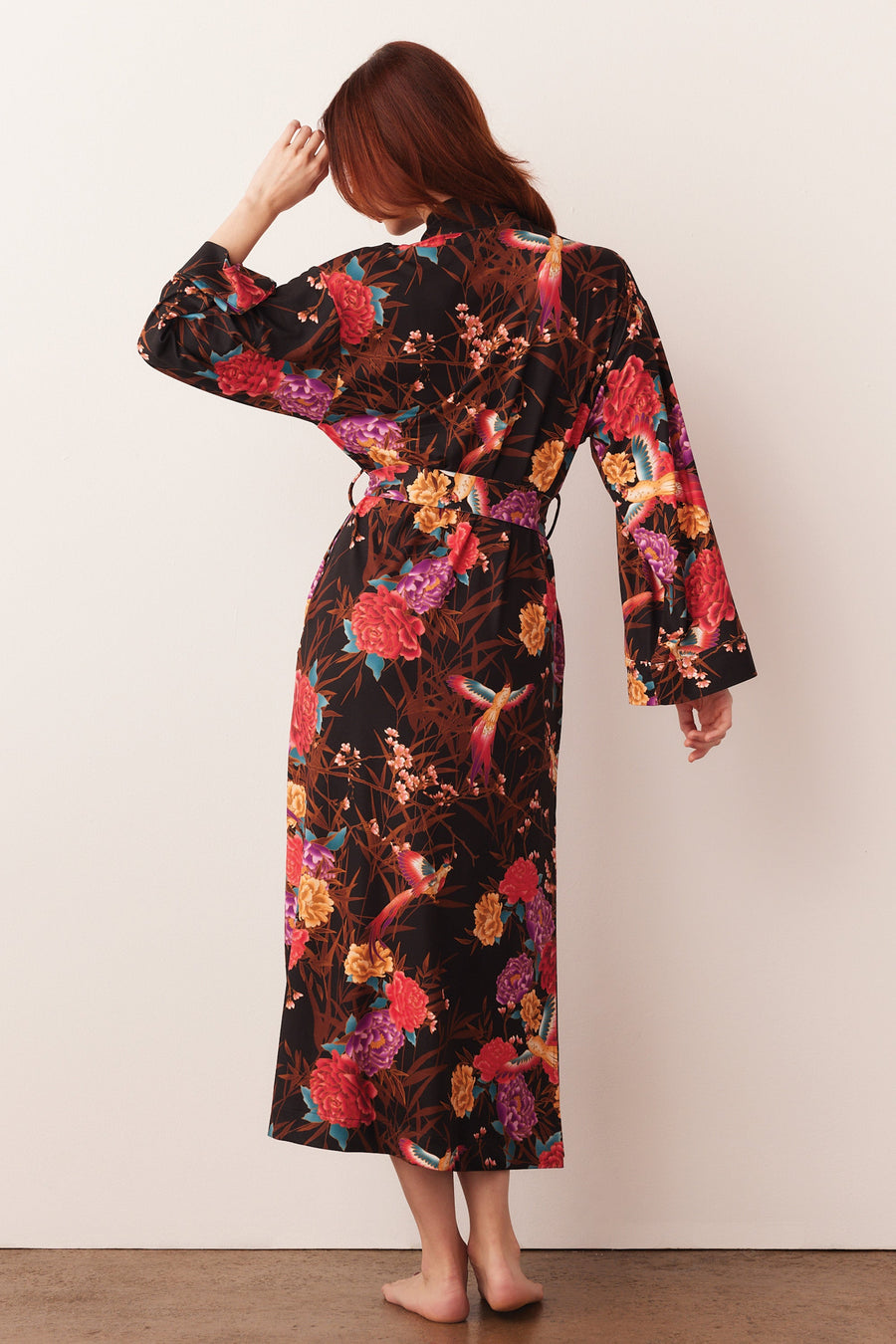 Kaia Cloud Jersey Kimono Robe in Twilight Garden