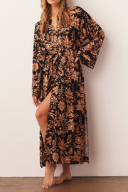 Kaia Cloud Jersey Kimono Robe in Damask