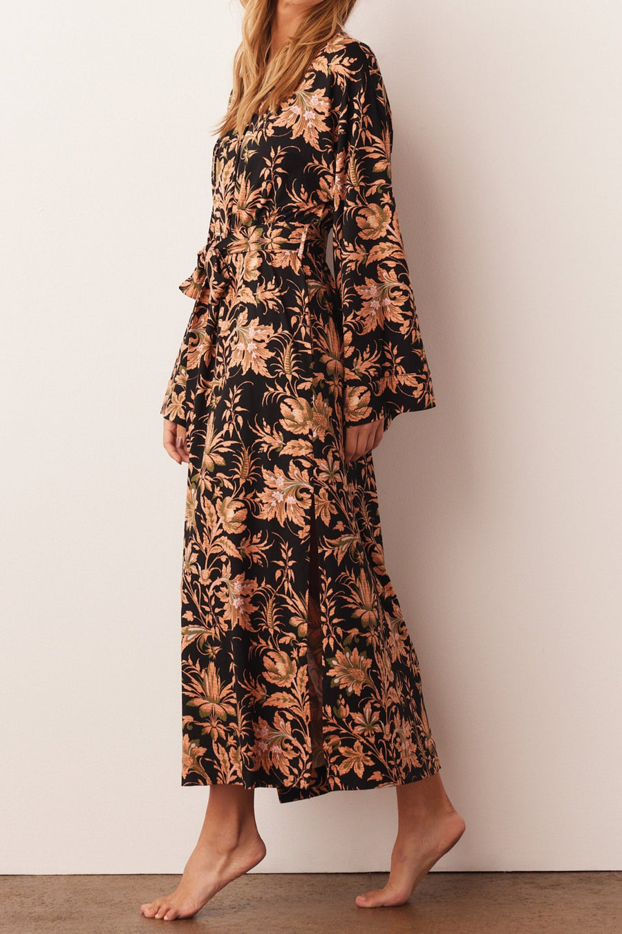 Kaia Cloud Jersey Kimono Robe in Damask