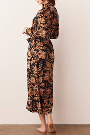 Skyler Cloud Jersey Banded Long Robe in Damask
