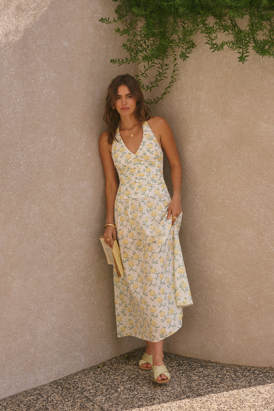 Limoncello Halter Maxi Dress Yellow