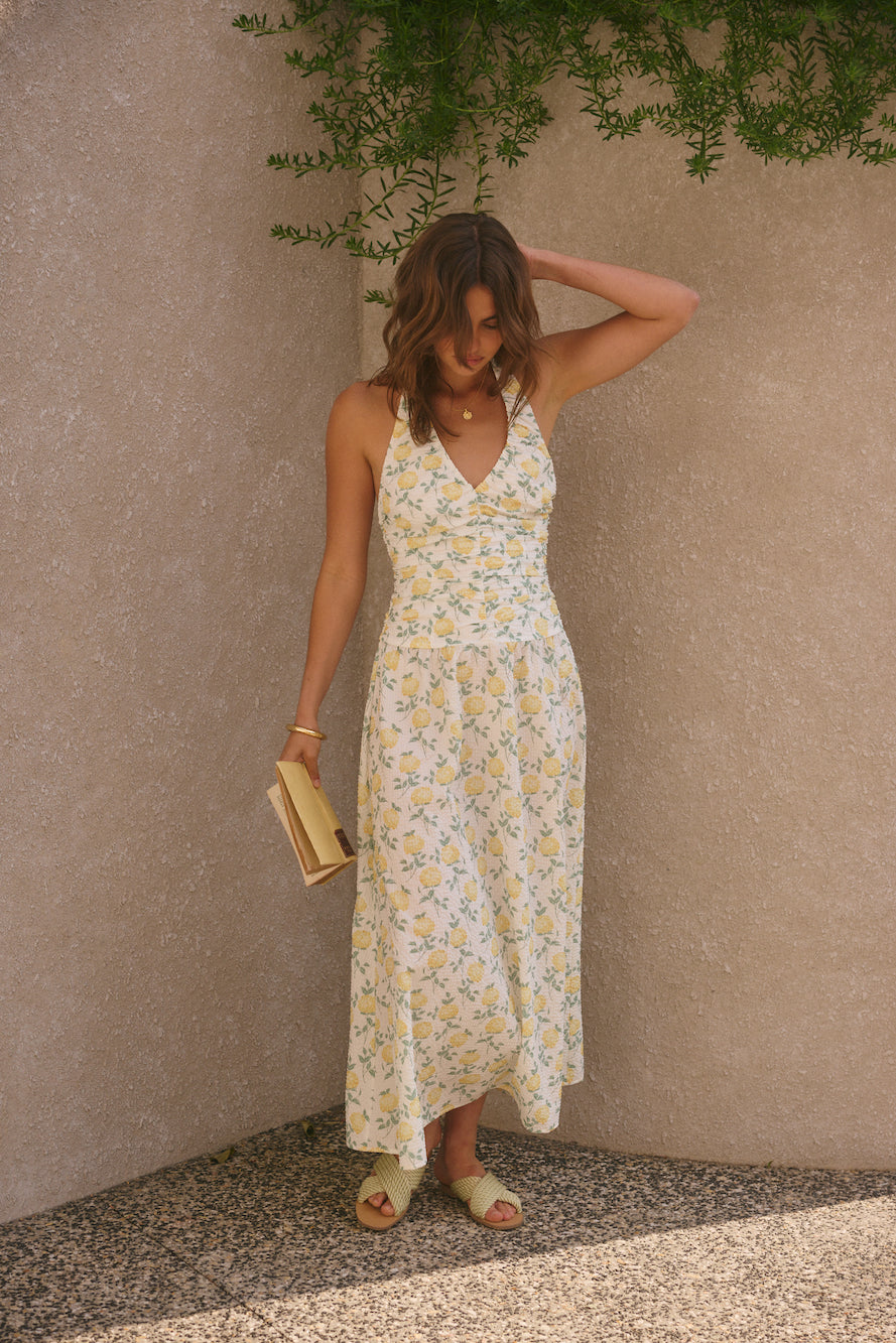 Limoncello Halter Maxi Dress Yellow