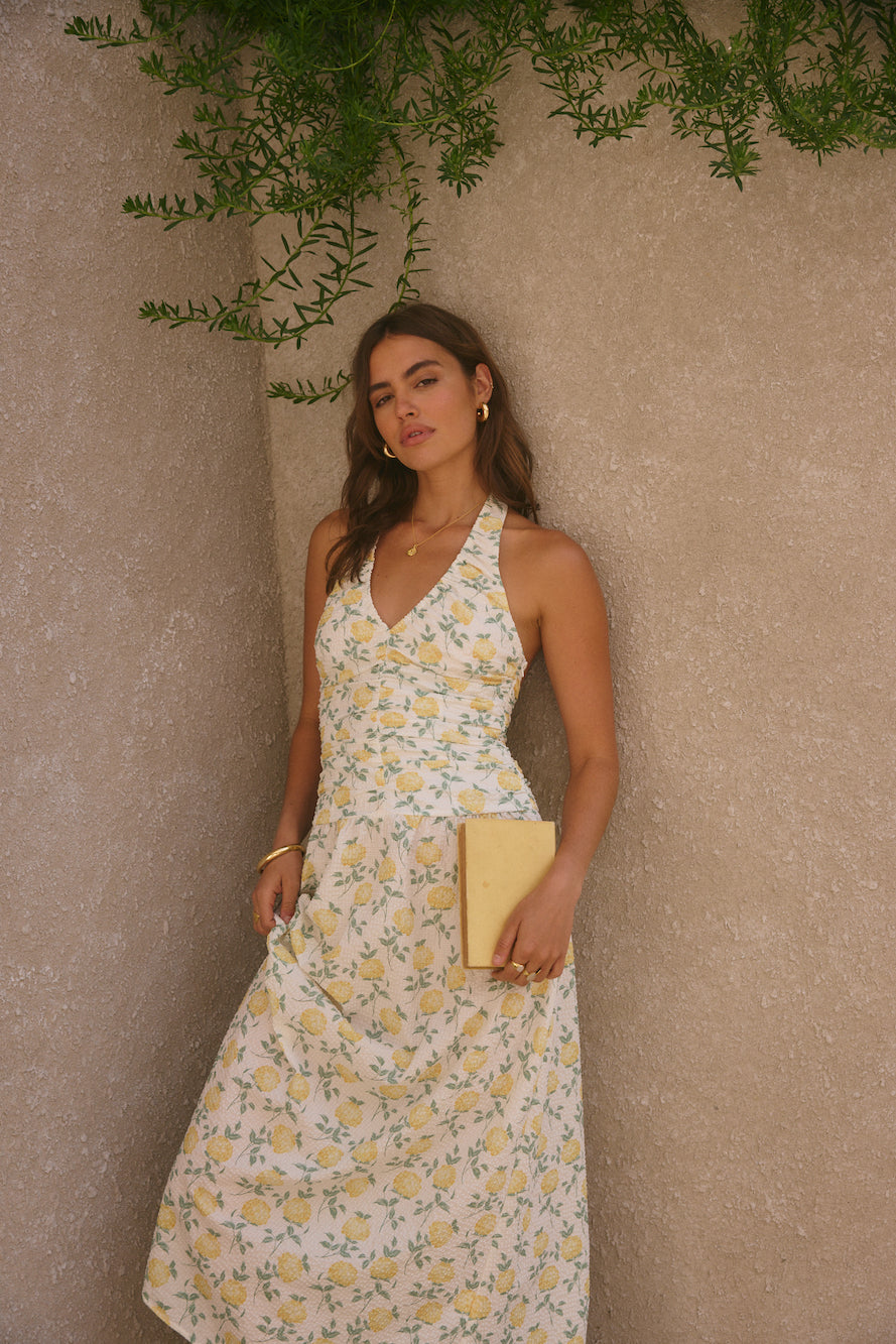 Limoncello Halter Maxi Dress Yellow