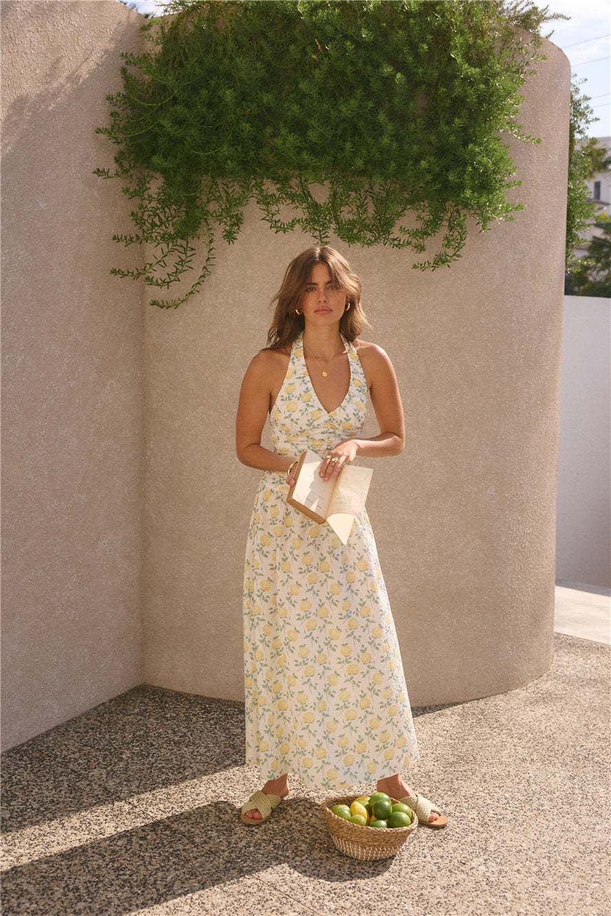 Limoncello Halter Maxi Dress Yellow