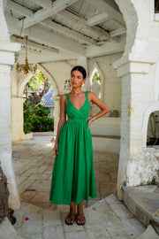 All The Girls Linen Maxi Dress Green