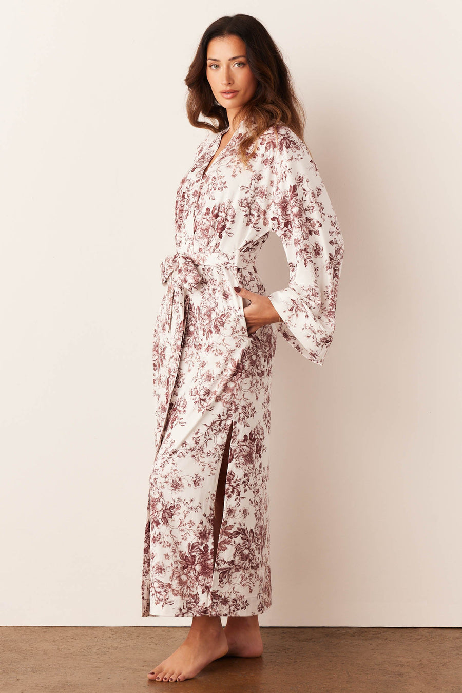 Kaia Cloud Jersey Kimono Robe in Cambridge Toile