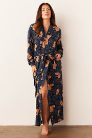 Skyler Cloud Jersey Banded Long Robe in Cosmic Jungle
