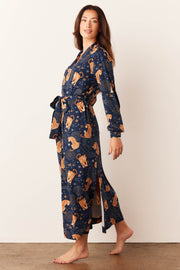 Skyler Cloud Jersey Banded Long Robe in Cosmic Jungle