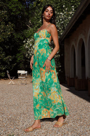 Peony Pillow Maxi Dress Green