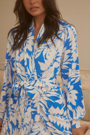 Skyler Cloud Jersey Banded Long Robe in Serene
