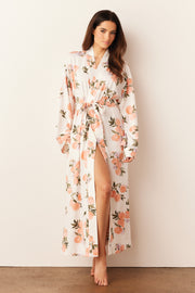 Kaia Cloud Jersey Kimono Robe in Peaches & Cream