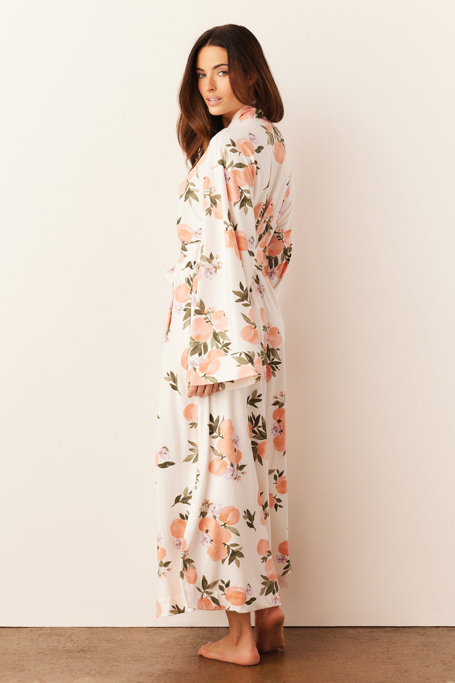 Kaia Cloud Jersey Kimono Robe in Peaches & Cream
