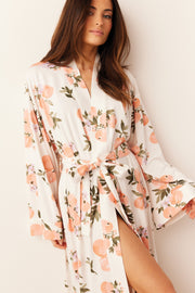 Kaia Cloud Jersey Kimono Robe in Peaches & Cream