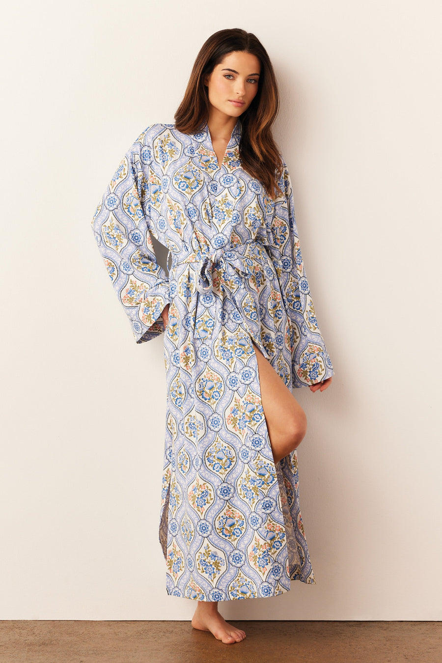 Kaia Cloud Jersey Kimono Robe in Villeroy