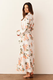 Skyler Cloud Jersey Banded Long Robe in Peaches & Cream
