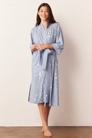 Vera Cloud Jersey Midi Robe in Light Blue Stars