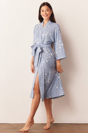 Vera Cloud Jersey Midi Robe in Light Blue Stars