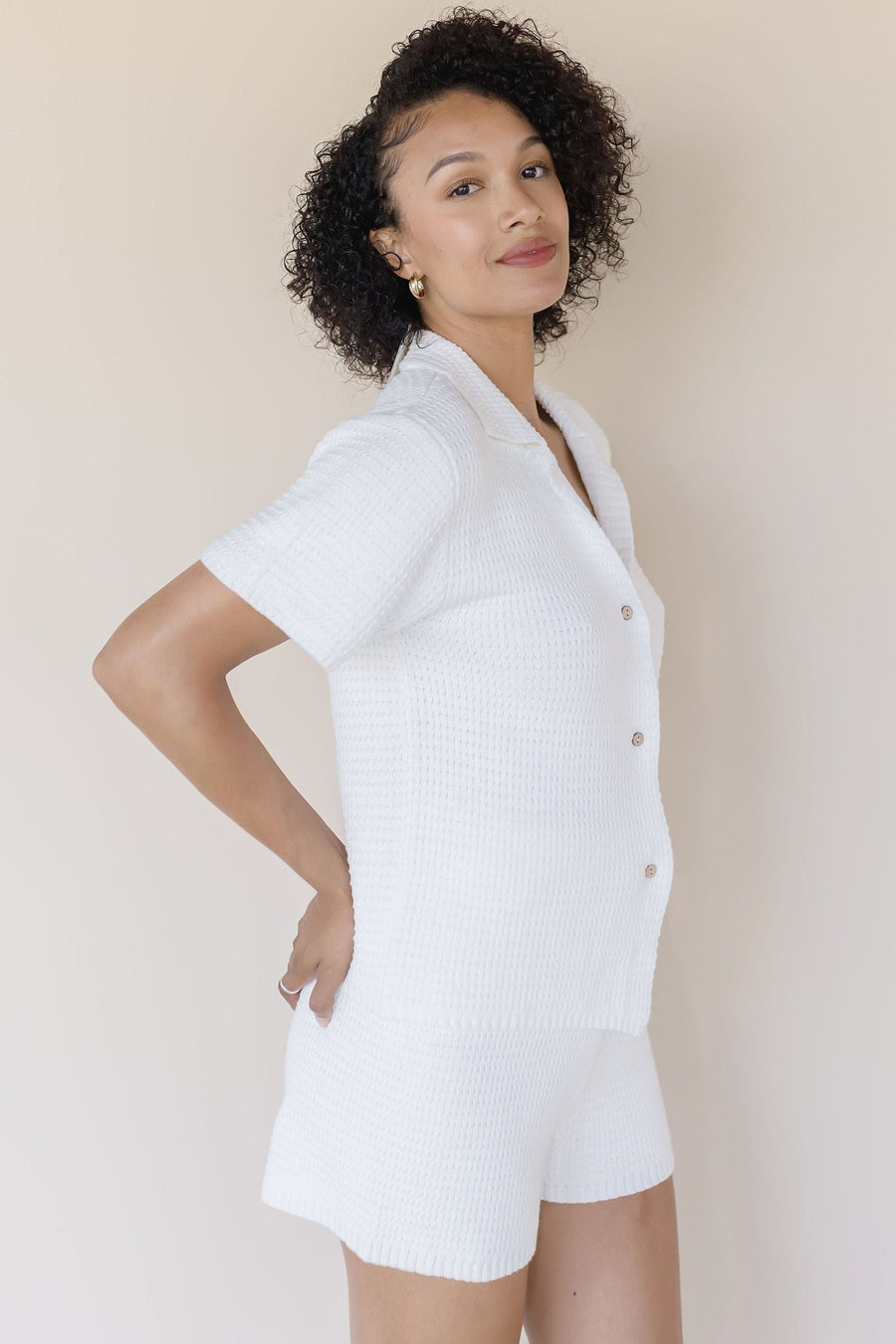 Alex Cotton Waffle Knit Top