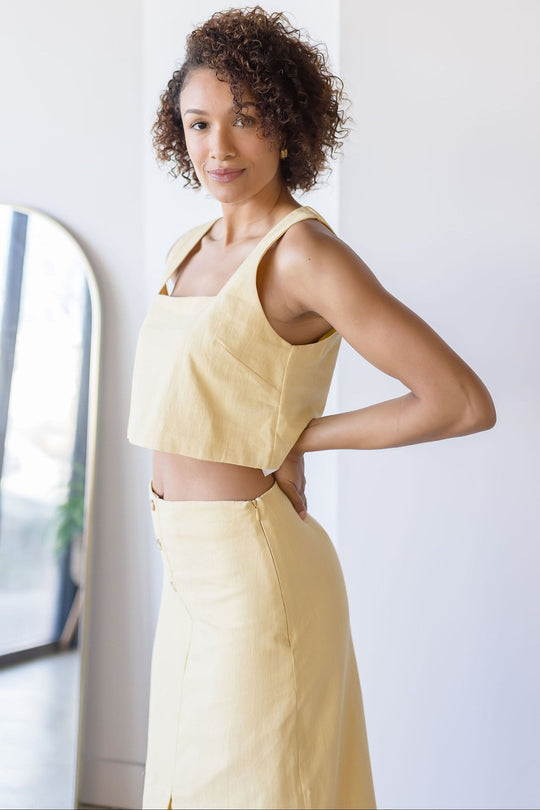 Sleeveless Linen Crop Top