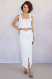 Sleeveless Linen Crop Top