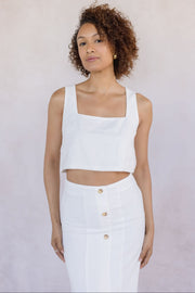 Sleeveless Linen Crop Top