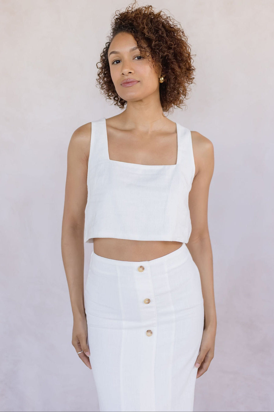 Sleeveless Linen Crop Top