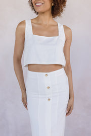 Sleeveless Linen Crop Top