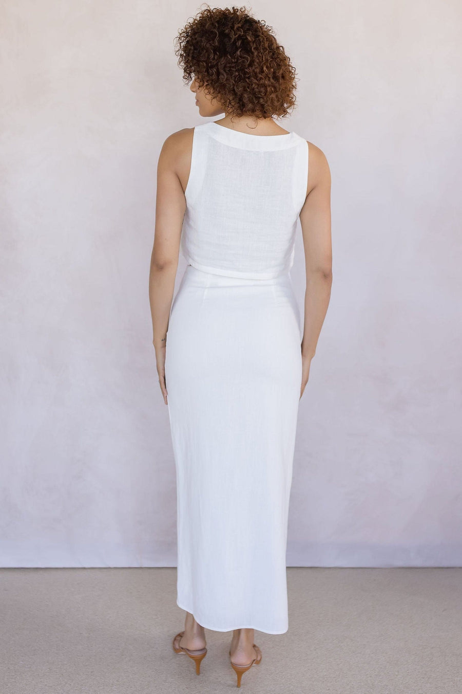 Sleeveless Linen Crop Top