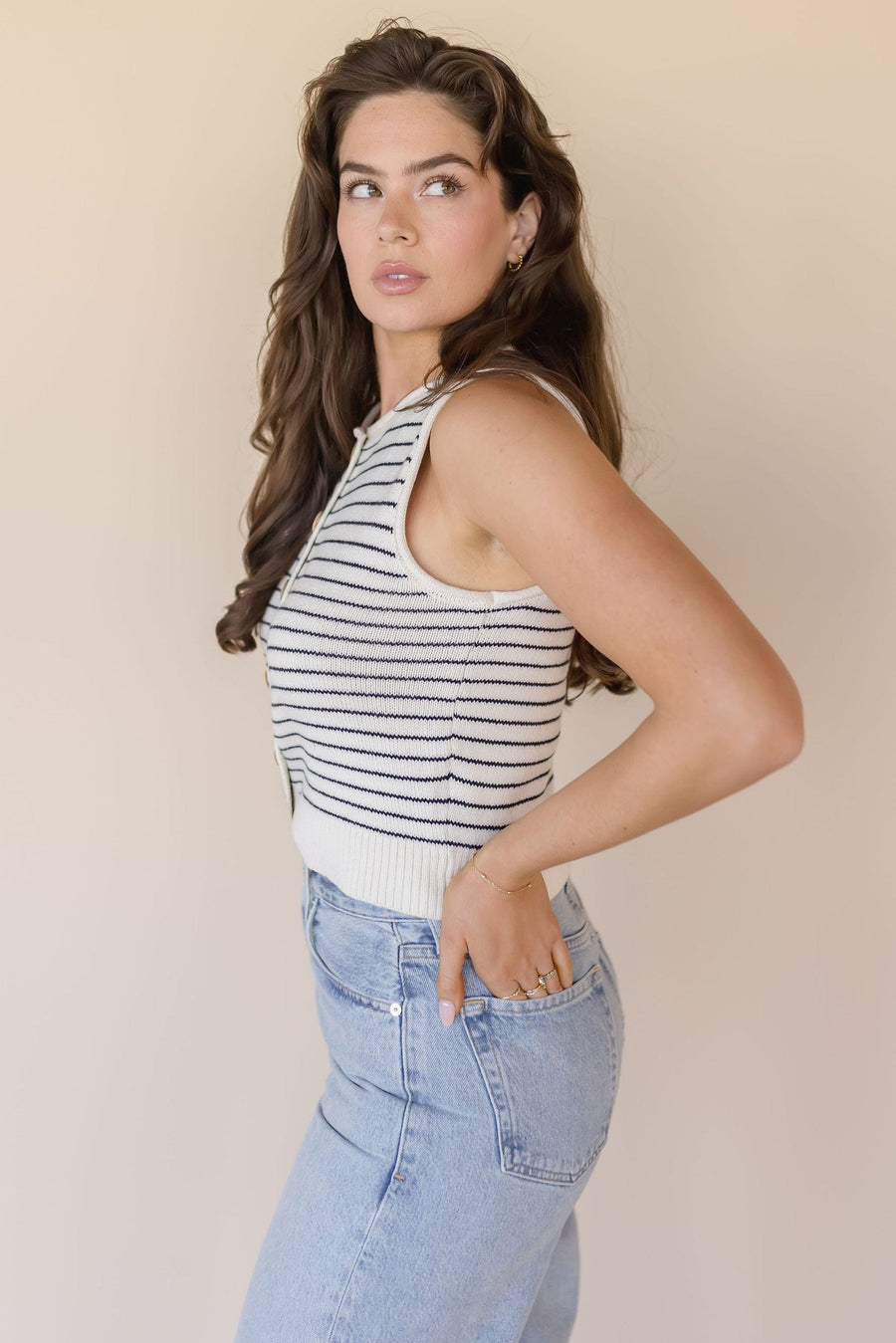 Hastings Striped Button Vest
