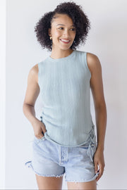 Estefania Lace Up Linen Knit Tank