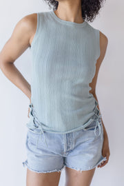 Estefania Lace Up Linen Knit Tank