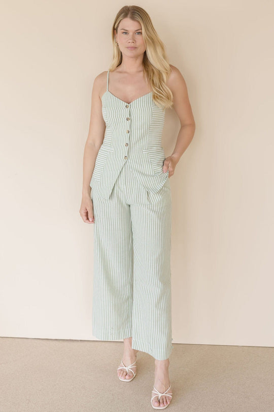 Seaside Striped Button Front Tank Top