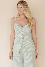 Seaside Striped Button Front Tank Top