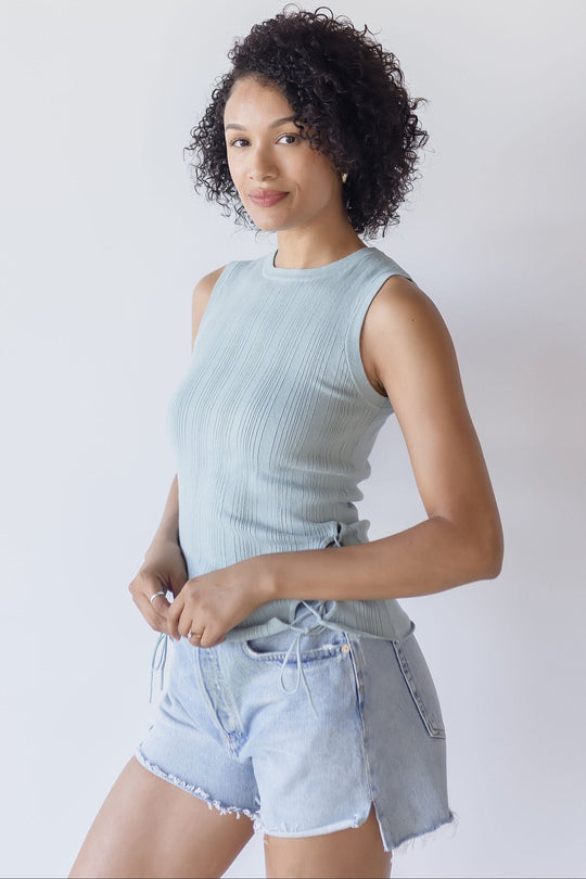 Estefania Lace Up Linen Knit Tank