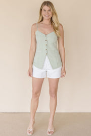 Seaside Striped Button Front Tank Top