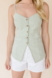 Seaside Striped Button Front Tank Top
