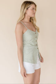 Seaside Striped Button Front Tank Top