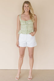 Sage Blossom Eyelet Smocked Top