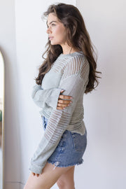 Donna Linen Cotton Mix Media Pull Over