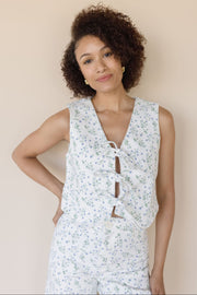 Lila Tie Front Floral Vest
