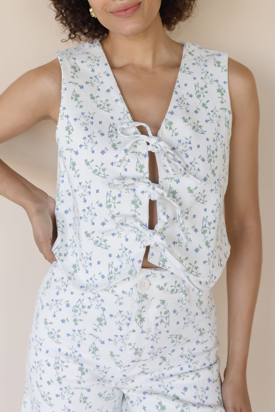 Lila Tie Front Floral Vest