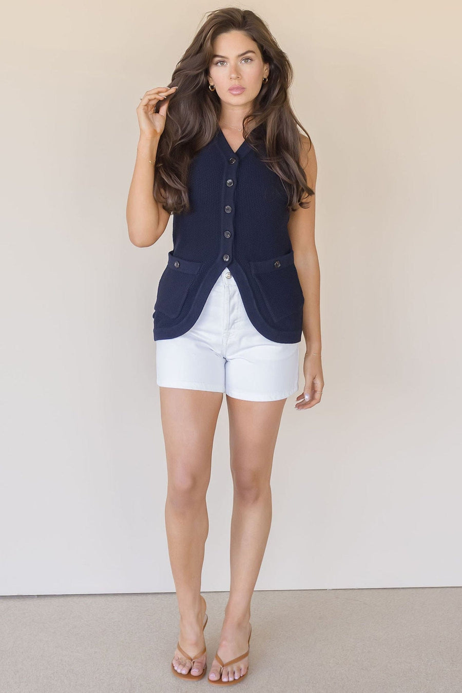 Silver Lining Button Front Knit Vest