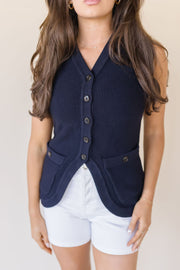 Silver Lining Button Front Knit Vest