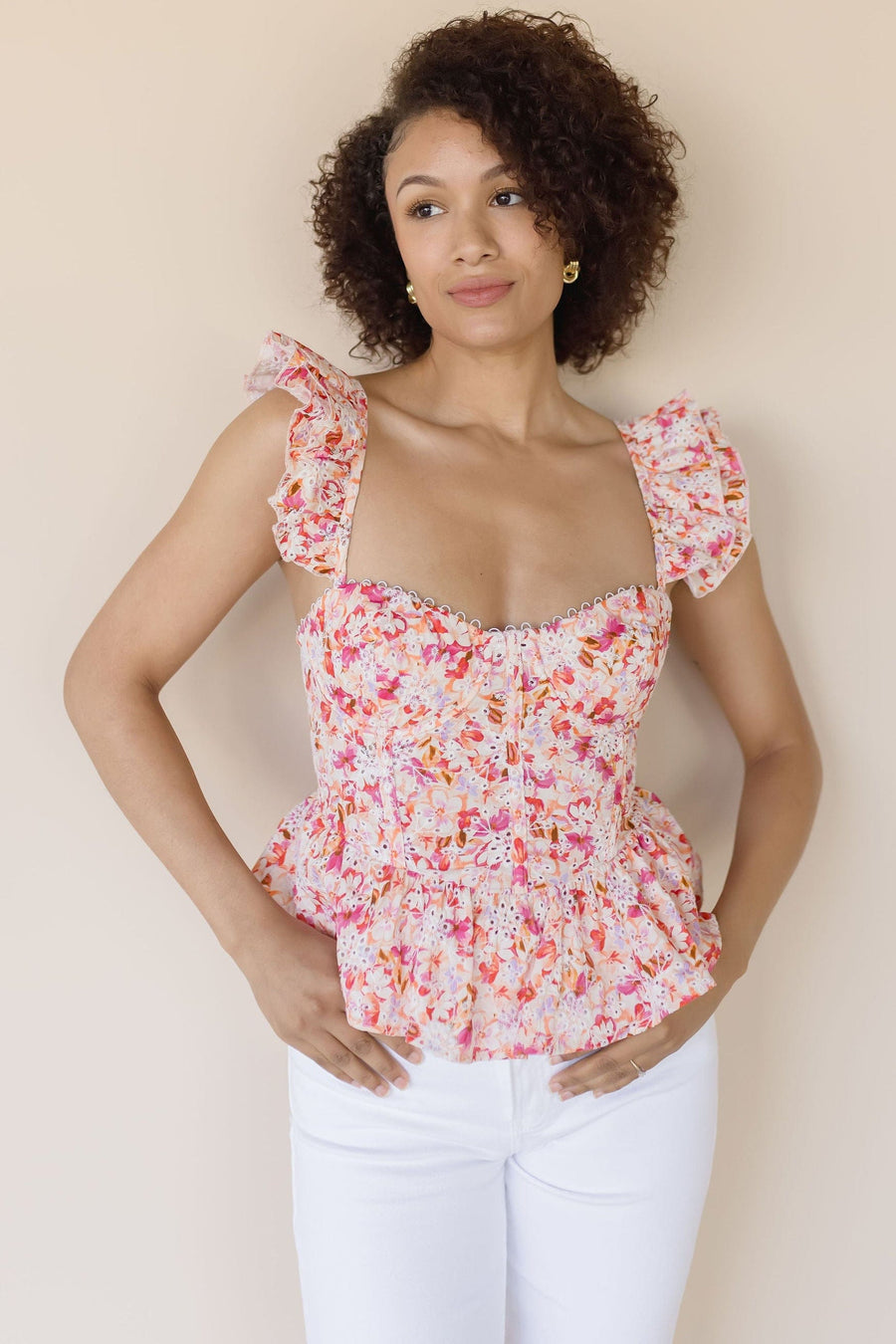 Baylin Floral Peplum Top