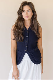 Silver Lining Button Front Knit Vest