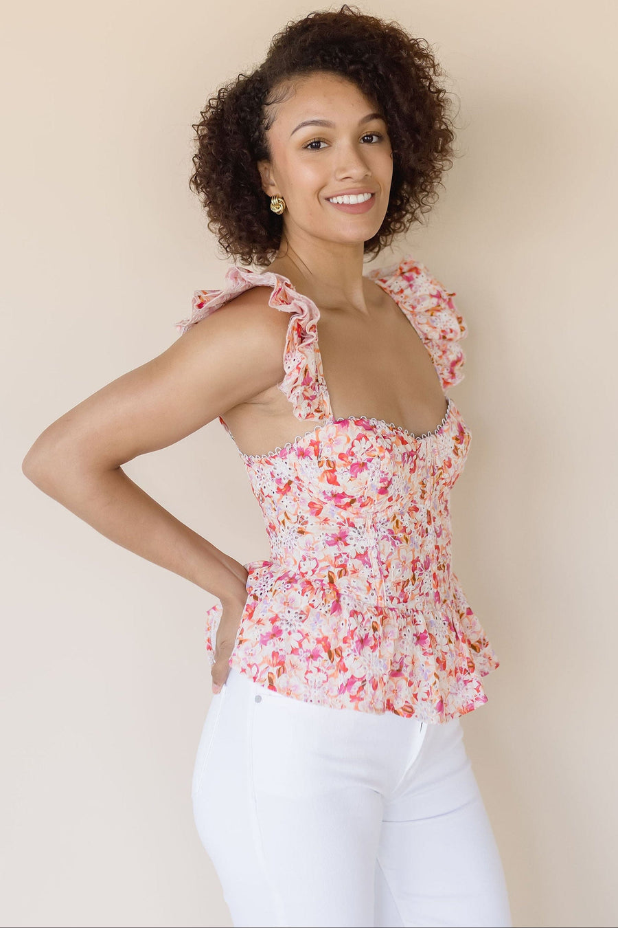 Baylin Floral Peplum Top